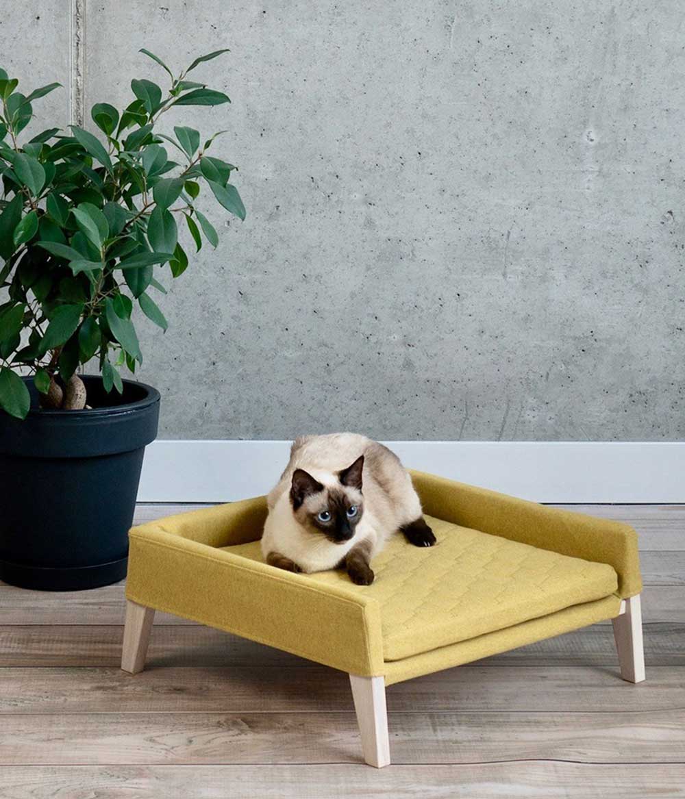 Katzenbett Holz Lulu gelb