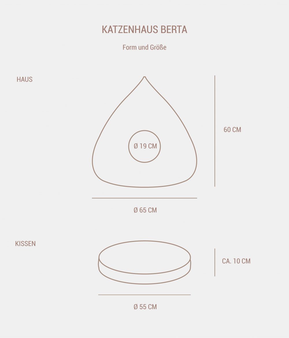 Katzenhaus Berta aus Schurwolle, Größe