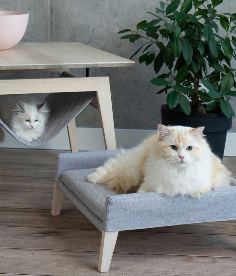Katzenbett Holz Lulu grau