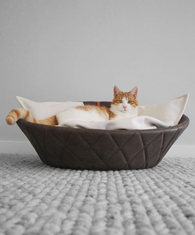 Hochwertiger Leder Katzenkorb Chester