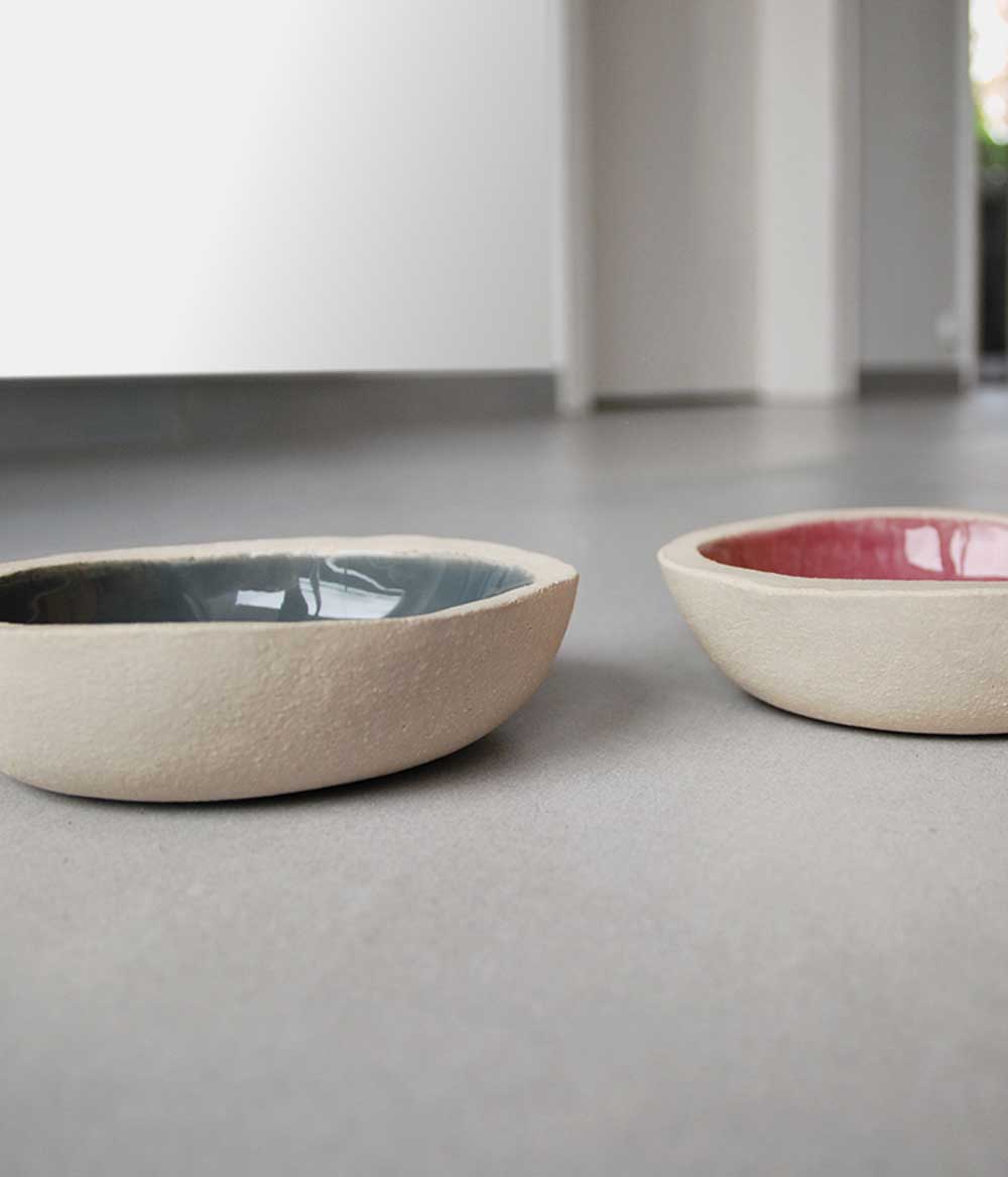 Napfe_handgemacht_keramik_don_carlos_grau_altrosa Näpfe aus Steinzeug grau altrosa